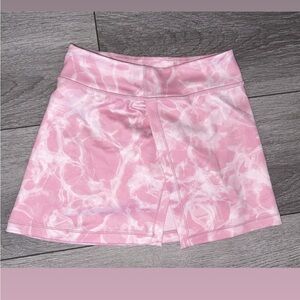 Athleta Girls Size Small 7 Skort Pink & White Marble Pattern EUC